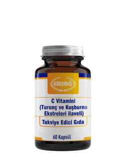 Bağışıklık güçlendirici turunç ve kuşburnu ekstresi ilaveli C vitamini kapsülü