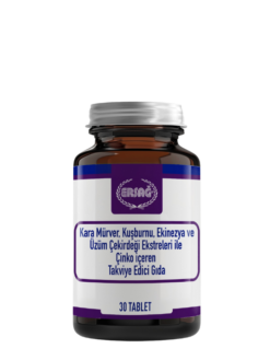 Kara mürver, ekinezya ve çinko içeren bağışıklık sistemi destekleyici takviye edici gıda