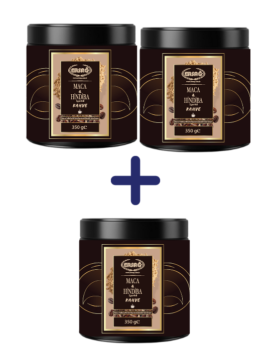 Maca hindiba içerikli kahve tozu 350 gr 2 alana 1 bedava kampanya avantajı